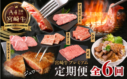 【6か月定期便】宮崎牛プレミアム定期便| 牛肉 肉 肩ロース モモ スライス ロース ロースステーキ ステーキ ウデ 焼肉 ヒレ ヒレステーキ 宮崎牛 赤身 霜降り 料理 アウトドア キャンプ バーベキュー BBQ 贈り物 贈答 ギフト 柔らかい パーティー プレゼント ギフト クリスマス お正月 |_Tk031-t020 1688597 - 宮崎県高千穂町