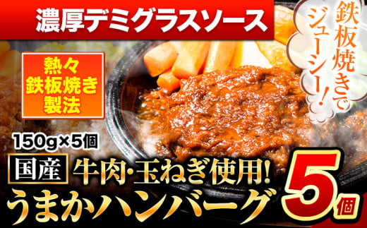 ハンバーグ 5個 国産のお肉使用！ 鶏肉不使用 温めるだけ 「通の贅沢ハンバーグ」濃厚デミグラスソース《7-14日以内に出荷予定(土日祝除く)》 牛 訳あり 小分け 早く届く 1621589 - 熊本県玉東町