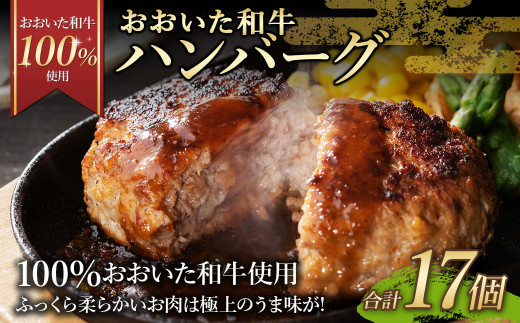 175-1192 【おおいた和牛 100%使用】 おおいた和牛 ハンバーグ 17個 計約1.2kg 牛肉 肉 おかず 惣菜 冷凍 簡単調理 1575798 - 大分県豊後大野市