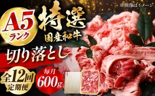 【全12回定期便】国産和牛切落し 600ｇ 肉 お肉 国産 和牛 切り落とし 冷凍 ギフト ストック A5ランク 12ヶ月 大阪府高槻市/株式会社ミートモリタ屋 [AOAI025] 1604596 - 大阪府高槻市