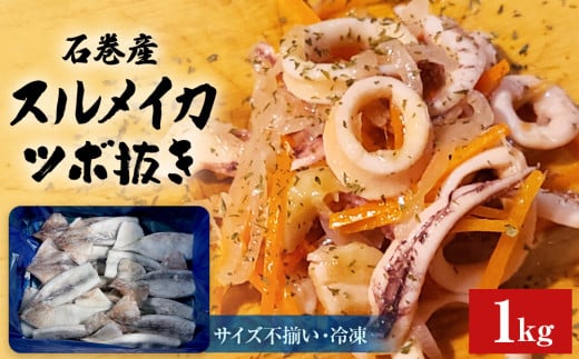 石巻市産スルメイカツボ抜き1kg 冷凍 国産 スルメイカ いか イカ おつまみ 魚介類 焼イカ バーベキュー BBQ 烏賊 炒め物 フライ 唐揚げ 1610650 - 宮城県石巻市