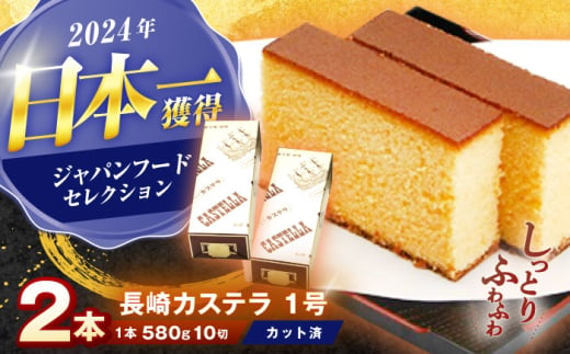 長崎カステラ 1号(580g、10切)×2本 / かすてら カステラ お菓子 おやつ スイーツ / 諫早市 / 株式会社異人堂 [AHBF006]