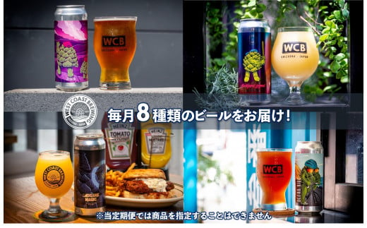 静岡県静岡市のふるさと納税 【定期便・3か月連続お届け】West Coast Brewing クラフトビール（500mL缶）お楽しみ8本セット【お酒・地ビール・酒】【配達不可：離島】