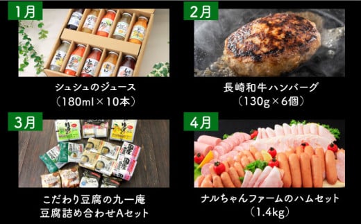 フルーツ 野菜 旬 牛肉 長崎和牛 ハム ジェラート プリン スイーツ 定期便