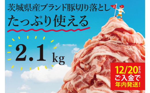 【数量限定】【12/20までのご入金で年内発送】【12月発送】茨城県ブランド豚切り落とし2.1kg (300g×7p)【肉 豚肉 切り落とし 小分け 真空 真空パック 茨城県産 肉料理 肩ロース ウデ モモ バラ 水戸市 水戸】（EC-19-12） 1645497 - 茨城県水戸市