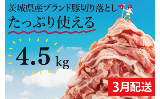 【数量限定】【3月発送】茨城県ブランド豚切り落とし4.5kg (300g×15p)【肉 豚肉 切り落とし 小分け 真空 真空パック 茨城県産 肉料理 肩ロース ウデ モモ バラ 水戸市 水戸】（EC-21-3）