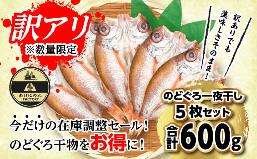 【訳あり数量限定】あけぼの丸ののどぐろ一夜干し5枚セット合計600ｇ 【2017】