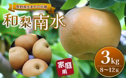 長野県生まれの品種 和梨 南水 3kg(8玉～12玉)｜ふるさと納税 信州 松本 梨 なし 南水 甘い 果物 フルーツ 甘い おすすめ 1444915 - 長野県松本市