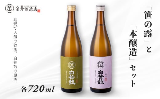 011-20「笹の露」と「本醸造」のセット 各720ml　/ 笹の露 本醸造 酒 720ml セット 地酒 特別限定 お土産 プレゼント ギフト 飲み比べ 酒蔵 高級酒 贈り物 贈答用 父の日 敬老の日 アウトドア 飲み比べ ２本セット　 710697 - 神奈川県秦野市