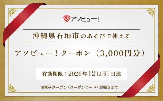 【石垣市】アソビュー！ふるさと納税クーポン（3,000円分）