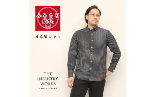 播州織メンズシャツ「THE INDUSTRY WORKS」（1着）【TIW_201（ブラック）】（40-24）　Lサイズ