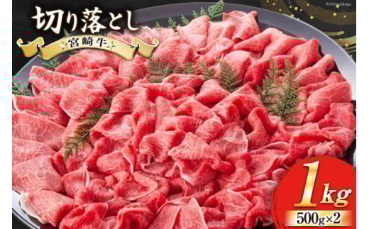 【宮崎牛】 切り落とし 500g×2 計1kg [レグセントジョイラー 宮崎県 美郷町 31bb0018] 黒毛 和牛 国産 宮崎 A4 A5等級 牛肉 赤身 焼肉 宮崎県産 冷凍 送料無料 ブランド 牛 肉 霜降り BBQ バーベキュー キャンプ