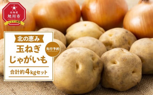 北の恵み玉ねぎ・じゃがいも　合計約4kgセット 【 芋 玉葱 野菜 産地直送 旬 お取り寄せ 詰め合わせ 旭川市 北海道 】_04660 1645501 - 北海道旭川市