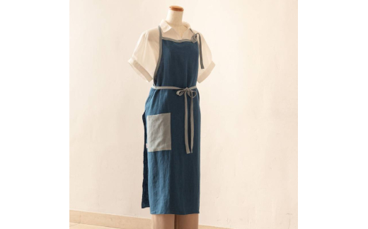 エプロン lithuania linen Apron／リトアニアリネン ブルー