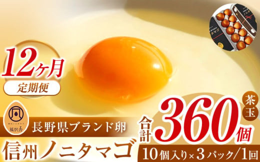 【１２ヵ月定期配送】信州ノニタマゴ　茶玉３０個  | 卵 鶏卵 たまご タマゴ ノニタマゴ 長野県 松本市 信州産 信州 ふるさと納税 定期便 1511450 - 長野県松本市