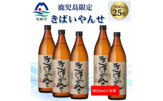 ＜本格焼酎＞きばいやんせ＜鹿児島限定＞ 900ml×5本 B3-76【1573823】 1646308 - 鹿児島県枕崎市