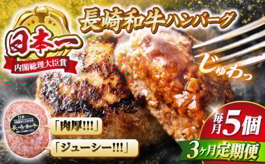 [3回 定期便 ] ハンバーグ 長崎和牛 5個(200g×5個) 西海 和牛 肉 ハンバーグ お取り寄せハンバーグ 贈答 ギフト [ミート販売黒牛] 