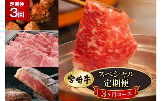 3回 定期便 宮崎牛 スペシャル 定期便 3ヶ月コース 合計5.1kg [マルミヤストア宮崎県 美郷町 31ag0087] 肉 牛 牛肉 モモ 焼肉 ステーキ 冷凍
