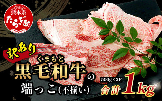 【訳あり】くまもと黒毛和牛 の 端っこ (不揃い) 切り落とし 切れ端 1kg 本場 熊本県 ブランド 牛 黒毛 和牛 上質 国産 牛肉 熊本県 大容量 冷凍 高級 113-0529