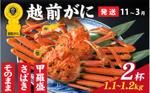 【先行予約】選べる！美味しさ直送【成前特選】越前かに（1.1kg～1.2kg）×2杯【11月～3月発送】姿  [P-028061_06] 1365517 - 福井県福井市