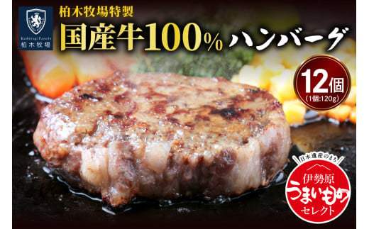 [ジュワッと肉汁まで美味い！] 柏木牧場特製 国産牛100%ハンバーグ (120g×12個)｜伊勢原市 牛肉 特製 ギフト 神奈川県 贈り物 人気 お土産 正月 肉の日 バーベキュー パーティ 冷凍便 惣菜 肉 焼くだけ 牛肉100％ 国産 [0067] 229659 - 神奈川県伊勢原市