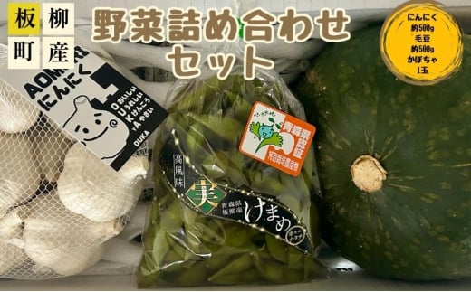 【2026年産 先行予約】板柳町産野菜詰め合わせセット（にんにく約500g・かぼちゃ1玉・毛豆約500g）