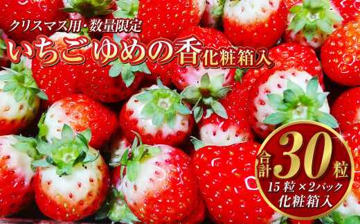 【12月20日着】 いちご ゆめの香 30粒 （15粒×2パック） 化粧箱入 【クリスマス用・数量限定】【贈答用】 ｜ イチゴ 苺 ゆめの香 フルーツ 果物 クリスマス 贈答用 ギフト 