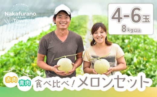 【2025年発送】中富良野町産　よくばりセット（赤肉&青肉メロン）8kg以上 313507 - 北海道中富良野町