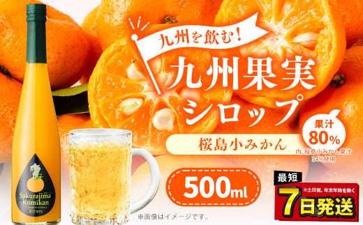 「年内発送」九州を飲む！九州果実 シロップ 桜島小みかん 500ml 1本 約25杯分 みかん フルーツ 果物 ジュース 864953 - 熊本県水俣市