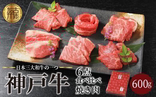 ★選べる配送月★自社牧場直送神戸牛6点食べ比べ焼肉(600g)《 国産 自社牧場直送 肉のヒライ 焼肉 食べ比べ 牛肉 霜降り ロース ハラミ 三角バラ カルビ お楽しみ セット 詰め合わせ 》【2403A00104】