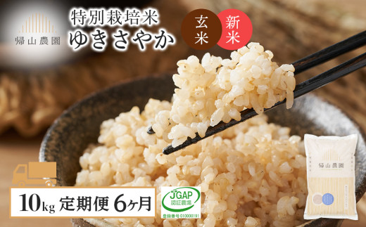 【令和7年産新米予約】【6カ月定期便】特別栽培米産地直送「玄米ゆきさやか 10kg」《帰山農園》 2192729 - 北海道知内町