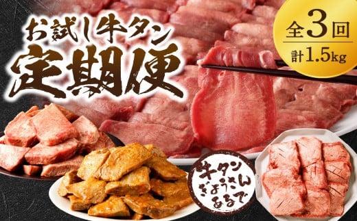 お試し牛タン定期便【全3回】《 肉 牛肉 牛タン 牛たん 牛 高タンパク 極上 厚切り 定期便 焼肉 》【2405A99809】