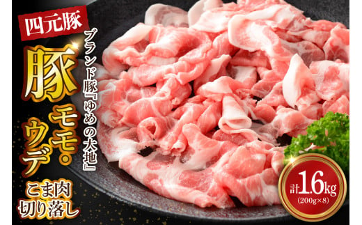 【えりも町生まれ 四元豚】ゆめの大地豚肉切落し（ﾓﾓ・ｳﾃﾞこま肉）200g×8パック　計1.6kg【er020-007】