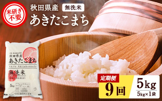 秋田県産あきたこまち 定期便 9回5kg 無洗米 令和6年産 新米 あきたこまち 米 ふるさと納税 ふるさと 人気 ランキング[F2513]