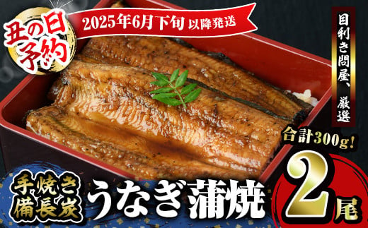 1772-3B 【土用の丑の日予約】うなぎ問屋の 備長炭手焼 うなぎ蒲焼2尾（300g）【2025年6月下旬以降順次発送】【うなぎ 国産 九州 鹿屋市 本格 鰻 ウナギ 蒲焼 冷凍 湯煎 レンジ 解凍 簡単調理 鰻丼 鰻重 ひつまぶし 魚 土用の丑】 冬うなぎ 1687416 - 鹿児島県鹿屋市