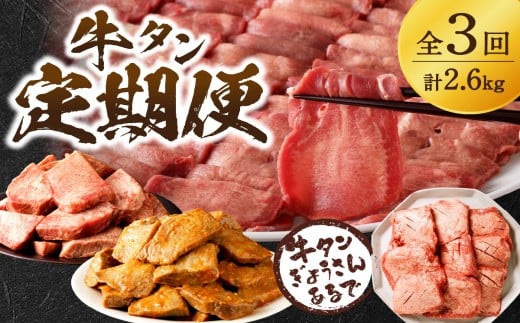 牛タン定期便【全3回】《 肉 牛肉 牛タン 牛たん 牛 高タンパク 極上 厚切り 定期便 焼肉 》【2410A99807】