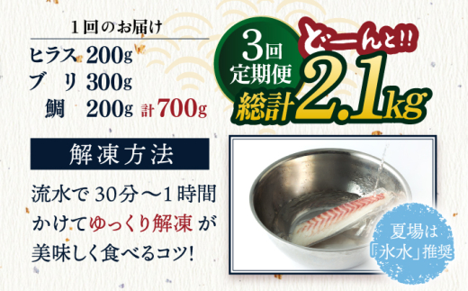 【お好みの厚さで！】平戸市 鮮魚 ブロック 3種 計約2.1kg（約700g/回）百旬館 