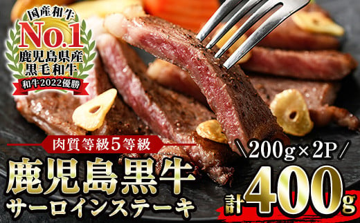 鹿児島黒牛 サーロイン ステーキ 400g（200g×2P）A5等級 内閣総理大臣賞受賞！日本一 の 鹿児島黒牛 冷凍 小分け 国産 鹿児島県産 BBQ ステーキ【K-105】【B-223H】