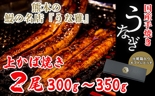 鰻の名店『うな雅』 国産手焼き鰻【上】かば焼き 2尾 300g～350g 秘伝のたれ 山椒 付き ! うなぎ 鰻 手焼き 国産 熊本 美里町 熊本県 蒲焼 かば焼き タレ 土用の 丑の日 お取り寄せ グルメ ウナギ たれ 送料無料 特産品 国産 九州 蒲焼 冷凍 鰻丼 鰻重