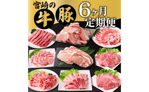 MCT6UB-69 【定期便・全6回】宮崎牛・宮崎県産豚肉 6ヶ月定期便！6.9kg