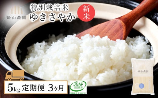 【令和7年産新米予約】【3カ月定期便】特別栽培米産地直送「ゆきさやか 5kg」《帰山農園》