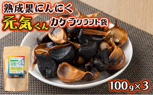 元気くんカケラクラフト袋（100g×3）【黒にんにく にんにく ガーリック 詰め合わせ 個包装 贈り物 贈答 ギフト のし 熨斗 東北 青森 七戸町】【02402-0329】 1907474 - 青森県七戸町