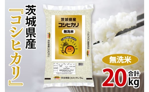 【期間限定】令和6年産 茨城県産 無洗コシヒカリ20kg（5kg×4袋）【お米 コメ 無洗米 こしひかり】(AL042)