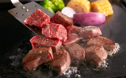 博多和牛 の サイコロ ステーキ  肉専用にんにく塩付 200g×2 計400g / 肉 牛肉 和牛 赤身 ステーキ 厳選 冷凍