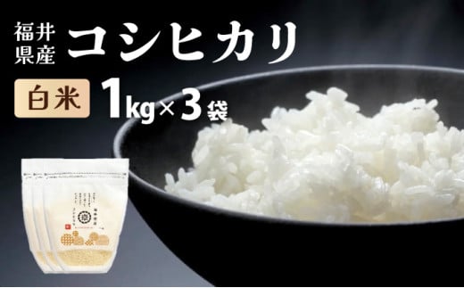 福井県産 コシヒカリ 精米 3kg 【米 コメ お米 精米 白米 玄米 ご飯 飯 こしひかり ブランド米 国産 お中元 お歳暮 ギフト】[095-a301]  1721484 - 福井県敦賀市