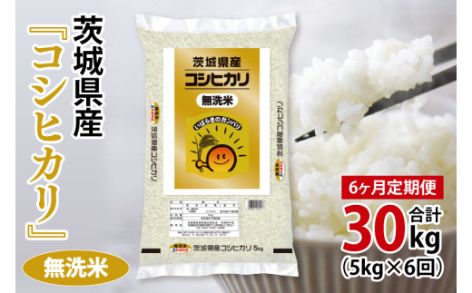 超便利【6ヶ月定期便】計30kg 　令和6年産 茨城県産 無洗米コシヒカリ5kg×6回分【お米 コメ こめ こしひかり 無洗米】(AL065) 1722573 - 茨城県北茨城市