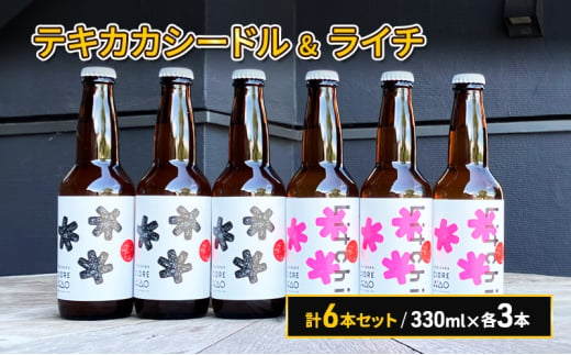 廃棄されてきたりんごを活用した テキカカシードル & ライチ 計6本セット 330ml×各3本 1723319 - 青森県弘前市