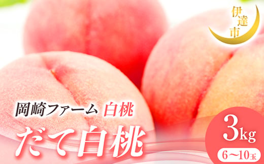 2025年出荷分 先行予約 福島県産 だて白桃 3kg 2025年8月下旬～2025年9月中旬発送 先行予約 予約 伊達の桃 伊達市 桃 贈り物 贈答 ギフト もも モモ 果物 くだもの フルーツ 国産 食品 F21C-007 1733765 - 福島県伊達市