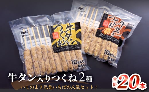 牛タン入りつくね2種セット20本 冷凍 食べ比べ 牛たんつくね チーズ入りつくね バーベキュー BBQ 簡単調理 焼き鳥 やきとり