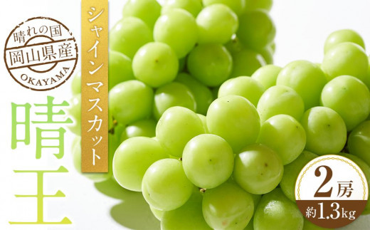 [HS]ぶどう 2025年 先行予約 9月・10月発送 シャイン マスカット 晴王 2房（合計約1.3kg）【ブドウ 葡萄  岡山県産 国産 フルーツ 果物 ギフト】